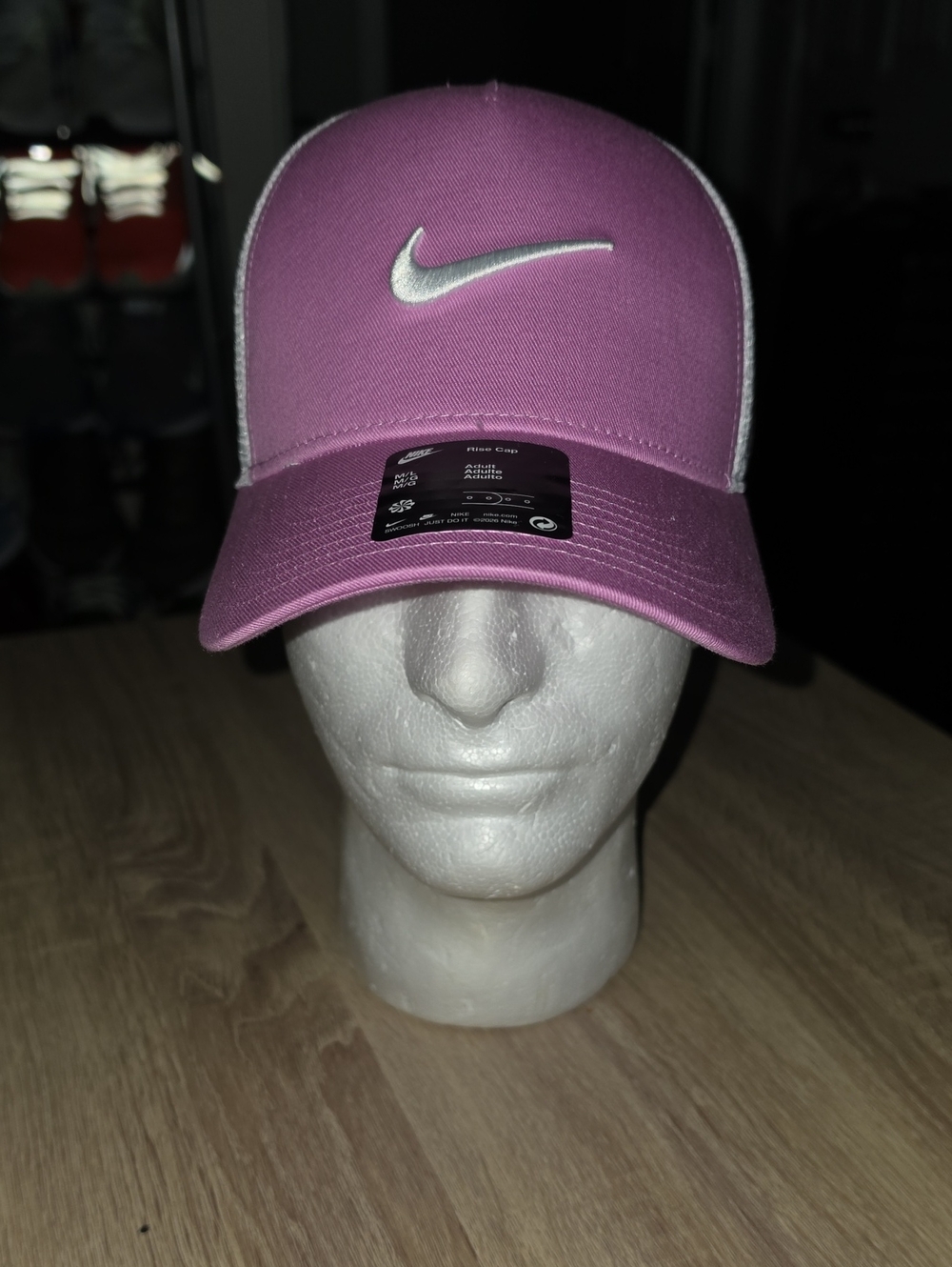 Nike Pink and White Mesh Swoosh Trucker Hat